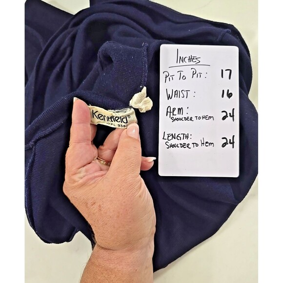 True Vtg 70s Italian Turtleneck Womens M Navy Blue Minimalist Old Money Capsule - Picture 5 of 6